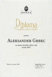 Diploma s srebrno oljčno vejico 2008